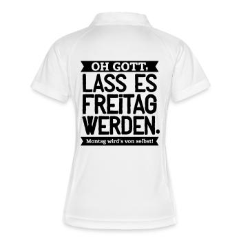 Lass es Freitag werden! - Frauen Polo atmungsaktiv - Weiß/Navy - Hinten
