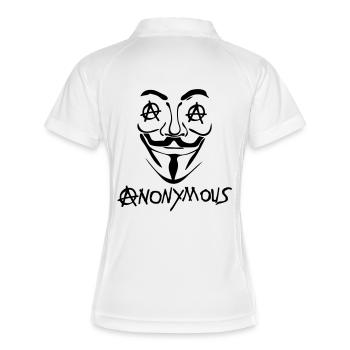 Anarchie-Logo Anonym2 Maske Maske - Frauen Polo atmungsaktiv - Weiß/Navy - Hinten