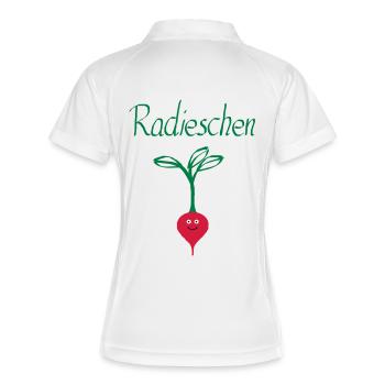 Radieschen 3 - Frauen Polo atmungsaktiv - Weiß/Navy - Hinten
