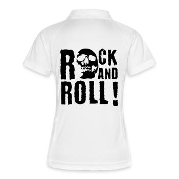 rock_and_roll_d_1c - Frauen Polo atmungsaktiv - Weiß/Navy - Hinten