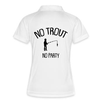 no trout no party - Frauen Polo atmungsaktiv - Weiß/Navy - Hinten