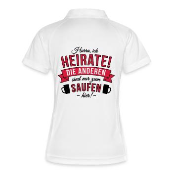 Ich heirate, die Anderen sind nur zum Saufen hier! - Frauen Polo atmungsaktiv - Weiß/Navy - Hinten
