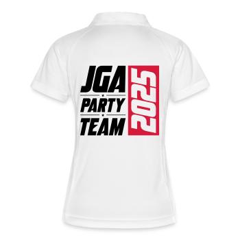 JGA Party Team 2025 Junggesellenabschied - Frauen Polo atmungsaktiv - Weiß/Navy - Hinten