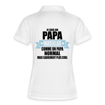 je suis un papa marseillais comme un papa normal - Polo respirant Femme - blanc/marine - Dos