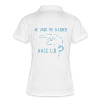 marier avec lui doigt pointe interrogati - Polo respirant Femme - blanc/marine - Dos