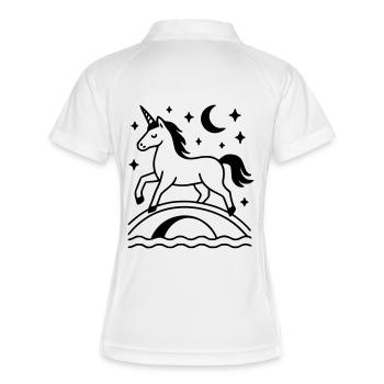 Einhorn unter dem Mond - Frauen Polo atmungsaktiv - Weiß/Navy - Hinten