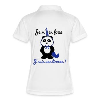 Je m'en fous j'suis une licorne - Panda citations - Polo respirant Femme - blanc/marine - Dos