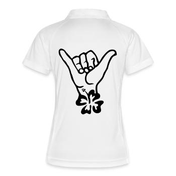 Aloha Hand Blume - Frauen Polo atmungsaktiv - Weiß/Navy - Hinten