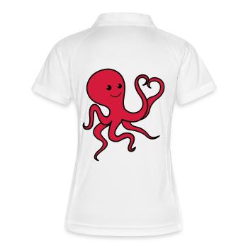 octopus_in_love_02 - Polo respirant Femme - blanc/marine - Dos