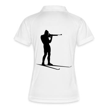 biathlon winter sport - Frauen Polo atmungsaktiv - Weiß/Navy - Hinten
