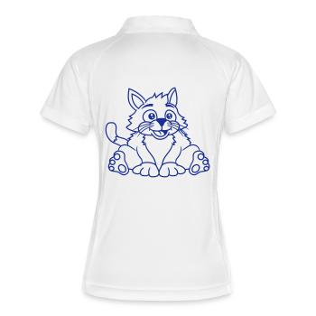 chat assis mignon heureux gros chaton - Polo respirant Femme - blanc/marine - Dos