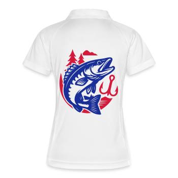 Pêche au brochet - Polo respirant Femme - blanc/marine - Dos