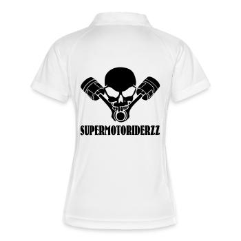 SupermotoRiderZz - Frauen Polo atmungsaktiv - Weiß/Navy - Hinten