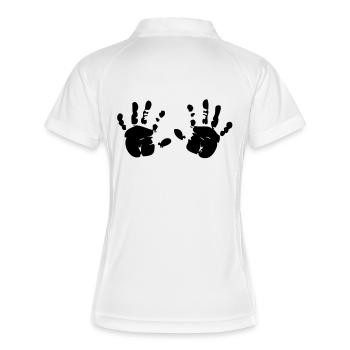 Hände / Titten - Frauen Polo atmungsaktiv - Weiß/Navy - Hinten