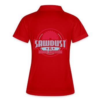 Sawdust is man Glitter - Handwerker-Holz-Schreiner - Frauen Polo atmungsaktiv - Weiß/Navy - Hinten