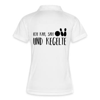 ich kam, sah und kegelte - Frauen Polo atmungsaktiv - Weiß/Navy - Hinten