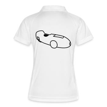 Velomobil DF - Frauen Polo atmungsaktiv - Weiß/Navy - Hinten