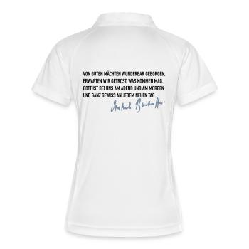 Von guten Mächten - Frauen Polo atmungsaktiv - Weiß/Navy - Hinten