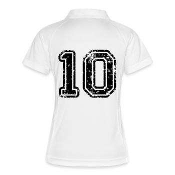 10 - Nummer - Frauen Polo atmungsaktiv - Weiß/Navy - Hinten