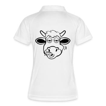 Manger animal drôle de vache - Polo respirant Femme - blanc/marine - Dos