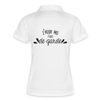 Je peux pas j'suis de garde - Polo respirant Femme - blanc/marine - Dos