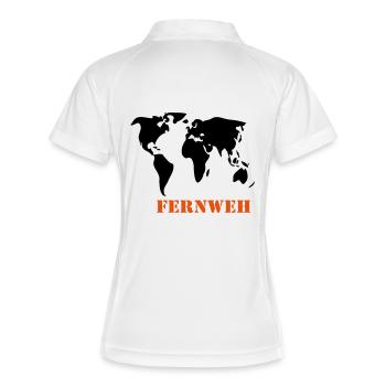 Weltkarte Fernweh - Frauen Polo atmungsaktiv - Weiß/Navy - Hinten