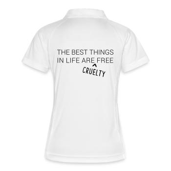 The best things in life are cruelty free - Frauen Polo atmungsaktiv - Weiß/Navy - Hinten