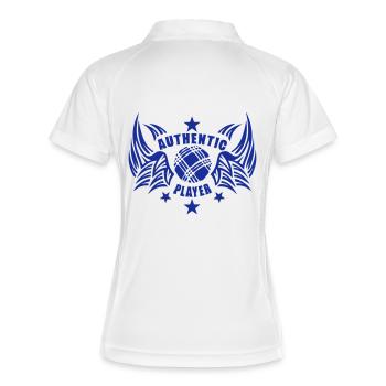 Petanque Ball authentische Spieler 21107 - Frauen Polo atmungsaktiv - Weiß/Navy - Hinten