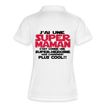 j'ai une super maman - Polo respirant Femme - blanc/marine - Dos