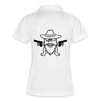 fusils cow-boy gangster shoot raid mal voleur vole - Polo respirant Femme - blanc/marine - Dos