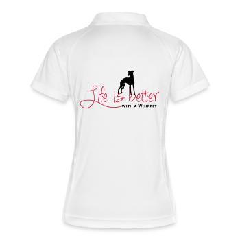 Life is better with a Whippet - Frauen Polo atmungsaktiv - Weiß/Navy - Hinten