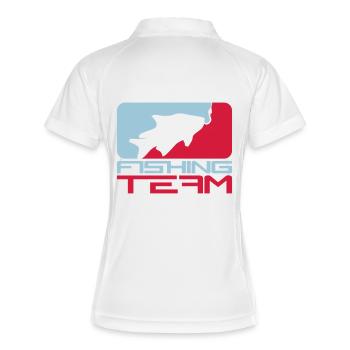 équipe de pêche sport logo poisson rouge bleu - Polo respirant Femme - blanc/marine - Dos
