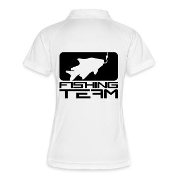 logo de sport de l'équipe de pêche noire attrapé poisson ang - Polo respirant Femme - blanc/marine - Dos