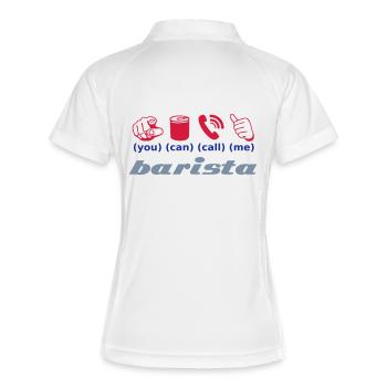 you can call me barista - Frauen Polo atmungsaktiv - Weiß/Navy - Hinten