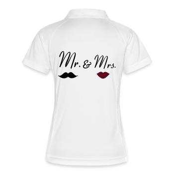mr_mrs_2 - Frauen Polo atmungsaktiv - Weiß/Navy - Hinten