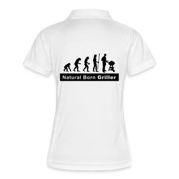 grilling - Frauen Polo atmungsaktiv - Weiß/Navy - Hinten
