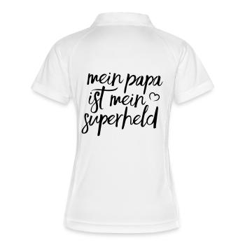 Mein Papa ist mein Superheld - Frauen Polo atmungsaktiv - Weiß/Navy - Hinten