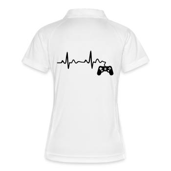 Contrôleur d'électrocardiogramme gamer gamer heartbeat drôle - Polo respirant Femme - blanc/marine - Dos