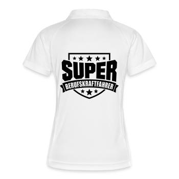 Super Berufskraftfahrer - Frauen Polo atmungsaktiv - Weiß/Navy - Hinten