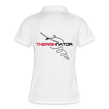 thermiknator segelflieger Geschenk - Frauen Polo atmungsaktiv - Weiß/Navy - Hinten