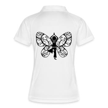 Yoga fille, ailes de papillon, fée, asana, profess - Polo respirant Femme - blanc/marine - Dos