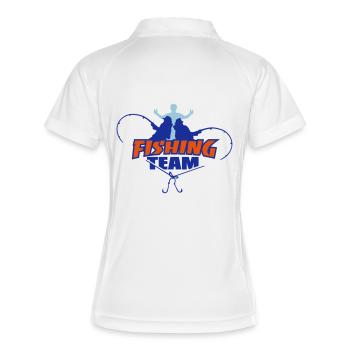 fishing_team2_3c - Frauen Polo atmungsaktiv - Weiß/Navy - Hinten