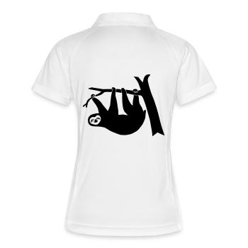 faultier faul climbing klettern baum ast wald - Frauen Polo atmungsaktiv - Weiß/Navy - Hinten