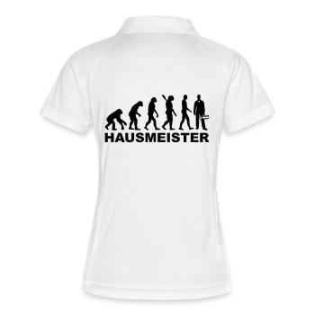 Hausmeister - Frauen Polo atmungsaktiv - Weiß/Navy - Hinten