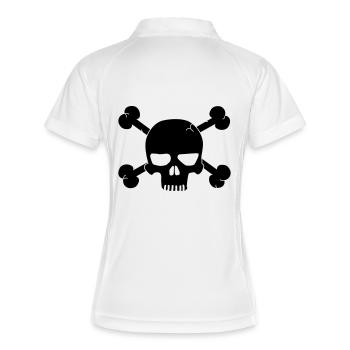 skull with bones / pirate - Frauen Polo atmungsaktiv - Weiß/Navy - Hinten