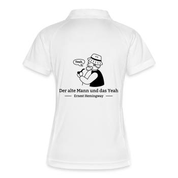 Der Alte Mann und das Yeah - Frauen Polo atmungsaktiv - Weiß/Navy - Hinten