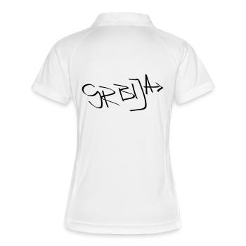 Srbija Schriftzug - Frauen Polo atmungsaktiv - Weiß/Navy - Hinten