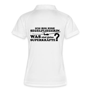Superkraft Segelfliegerin Geschenk Sport - Frauen Polo atmungsaktiv - Weiß/Navy - Hinten