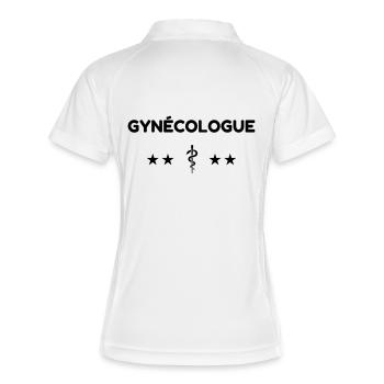 Arzt / Medizin / Gynäkologe / Gynäkologie - Frauen Polo atmungsaktiv - Weiß/Navy - Hinten