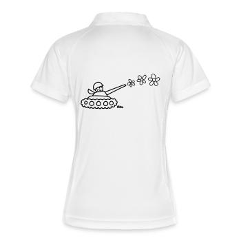 Panzer mit Blumen - Frauen Polo atmungsaktiv - Weiß/Navy - Hinten